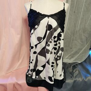 Black White Camisole Top Women's Small Gyaru Gal Style Dress Outfit Rare Japan
